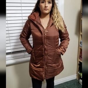 Elegant Copper Puffer Coat for Women Size Small